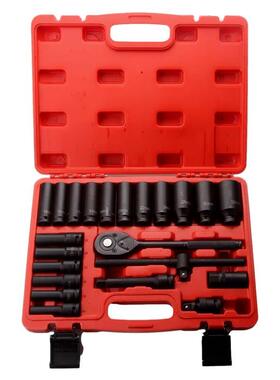 气动套筒加长风炮套筒套装1/2棘轮扳手23PC汽修工具组合套装