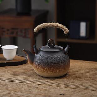 新品日式煮茶壶提梁烧水壶耐高温窑变茶壶电陶炉明火户外家用陶壶
