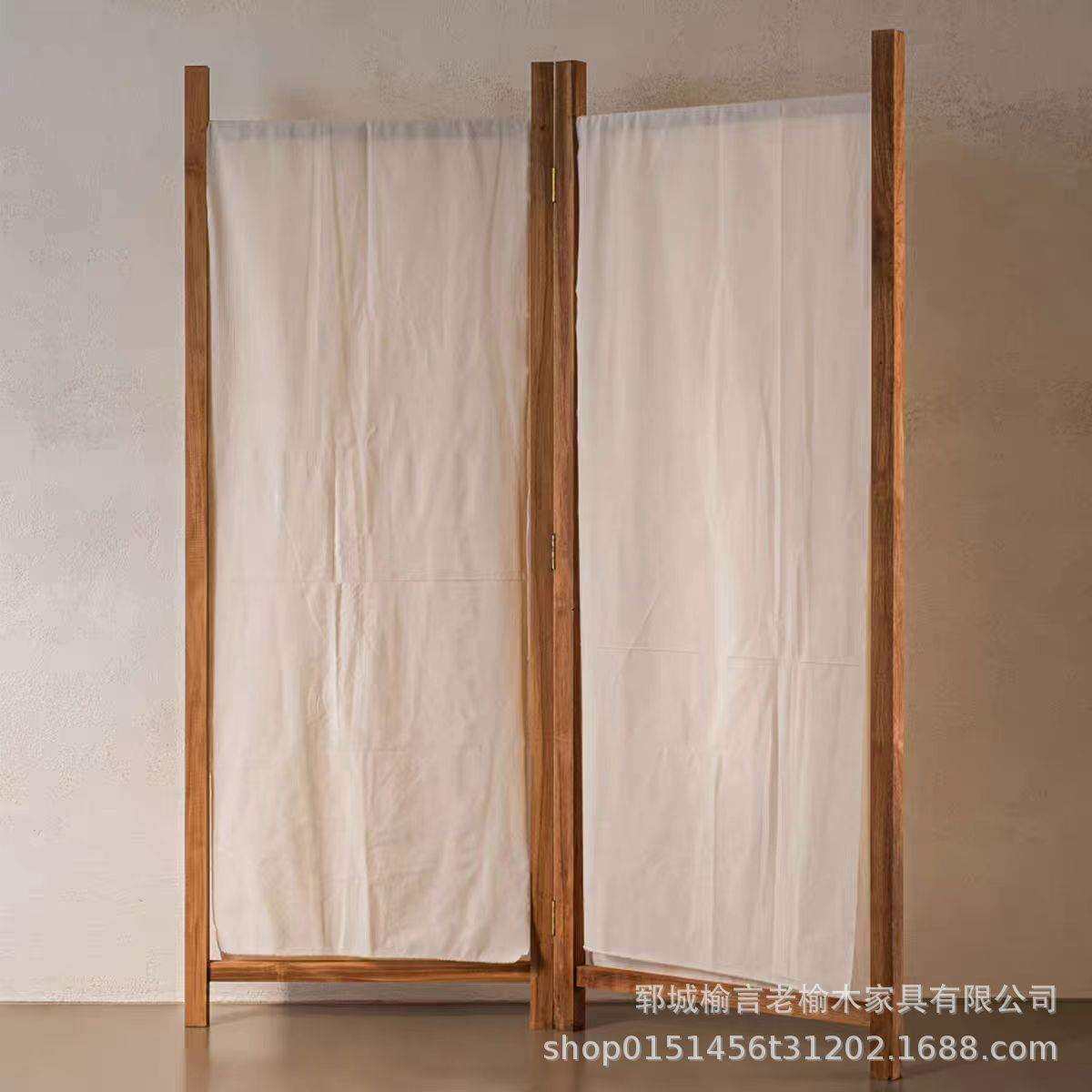 复古老榆木屏风可折叠民宿玄关隔断架办公室隔档实木酒店装饰折屏