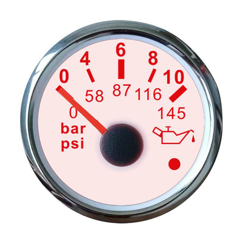 52mm机油压力表12V/24V指针油压表仪表仪表盘车载发动机10bar
