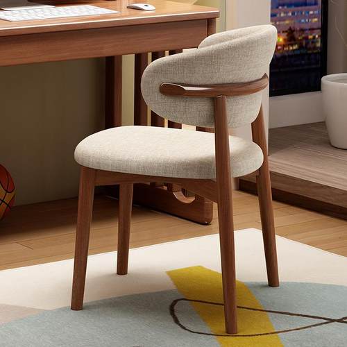 现代简约学生书桌椅靠背椅子北欧实木餐椅卧室家用书房电脑椅休闲