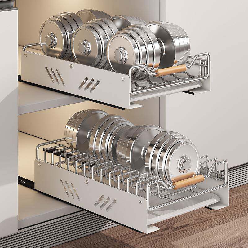 厨房抽拉式碗架碟架锅盖架节省空间不锈钢材质免打孔厨房收纳