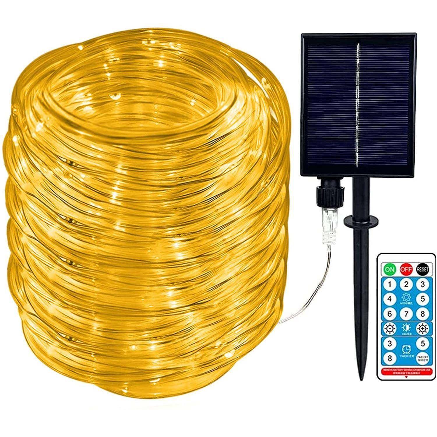 电商热销太阳能管子灯串圆管绳索灯串花园庭院防水皮管子灯串