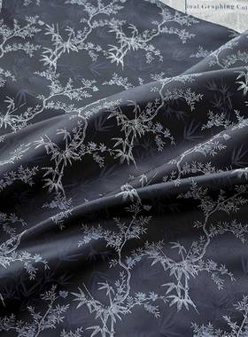 古新国风仿装宋锦色织旗袍竹叶汉服饰布色风手工拜年多服XRL-C9-4