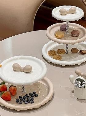 创意可00378食爱多层水水盘客厅家用茶果几糖果盘零点心甜品台装