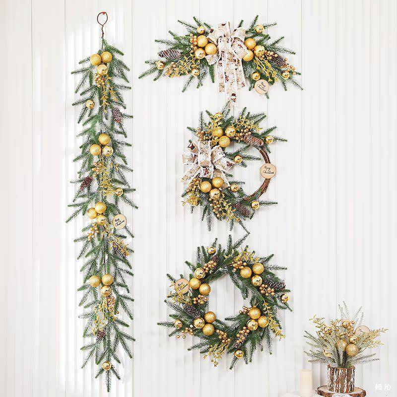 圣诞节装饰品藤条花环776圣诞橱树牛角挂商场酒件店窗装场饰景布