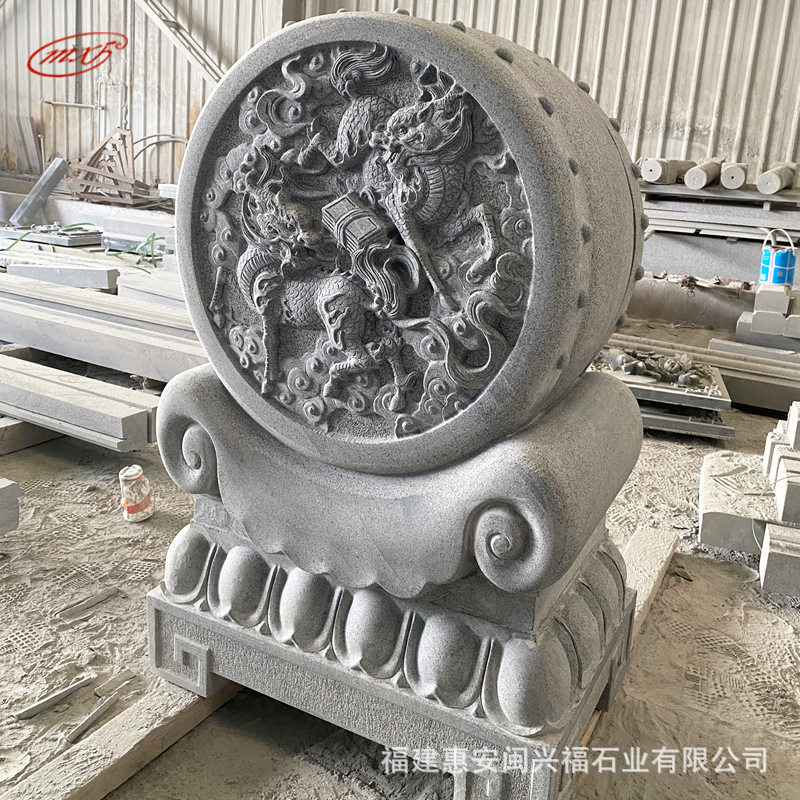 惠安石雕厂家门墩抱鼓石庭院门口大理石抱鼓石鼓门当摆件供应