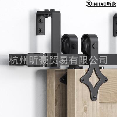 美式谷仓门吊轨菱型款双轨bypass双门前后移门双轨道套件双层轨道