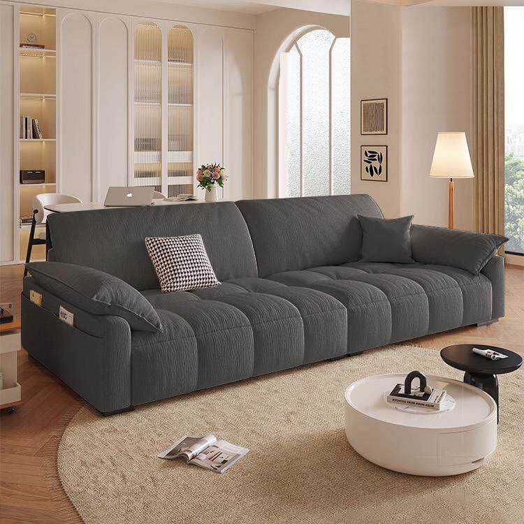 北欧雪尼尔棉麻布艺沙发客厅2026新款大小户型直排钢琴键云朵沙发