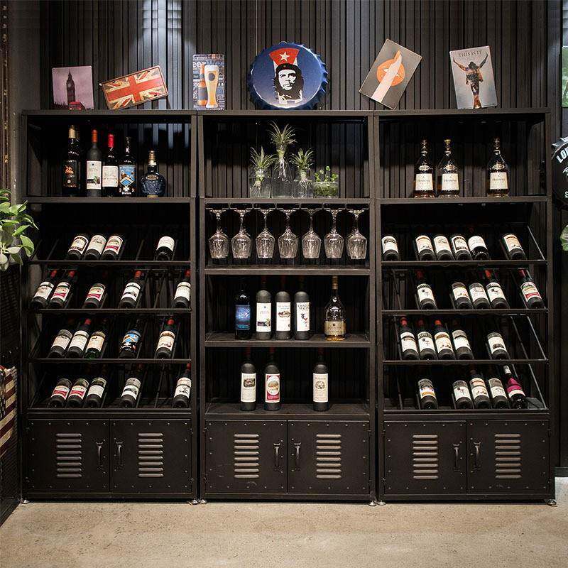 铁艺酒柜酒架红酒柜展示架落地储物柜酒收纳柜靠墙酒吧餐厅工业风