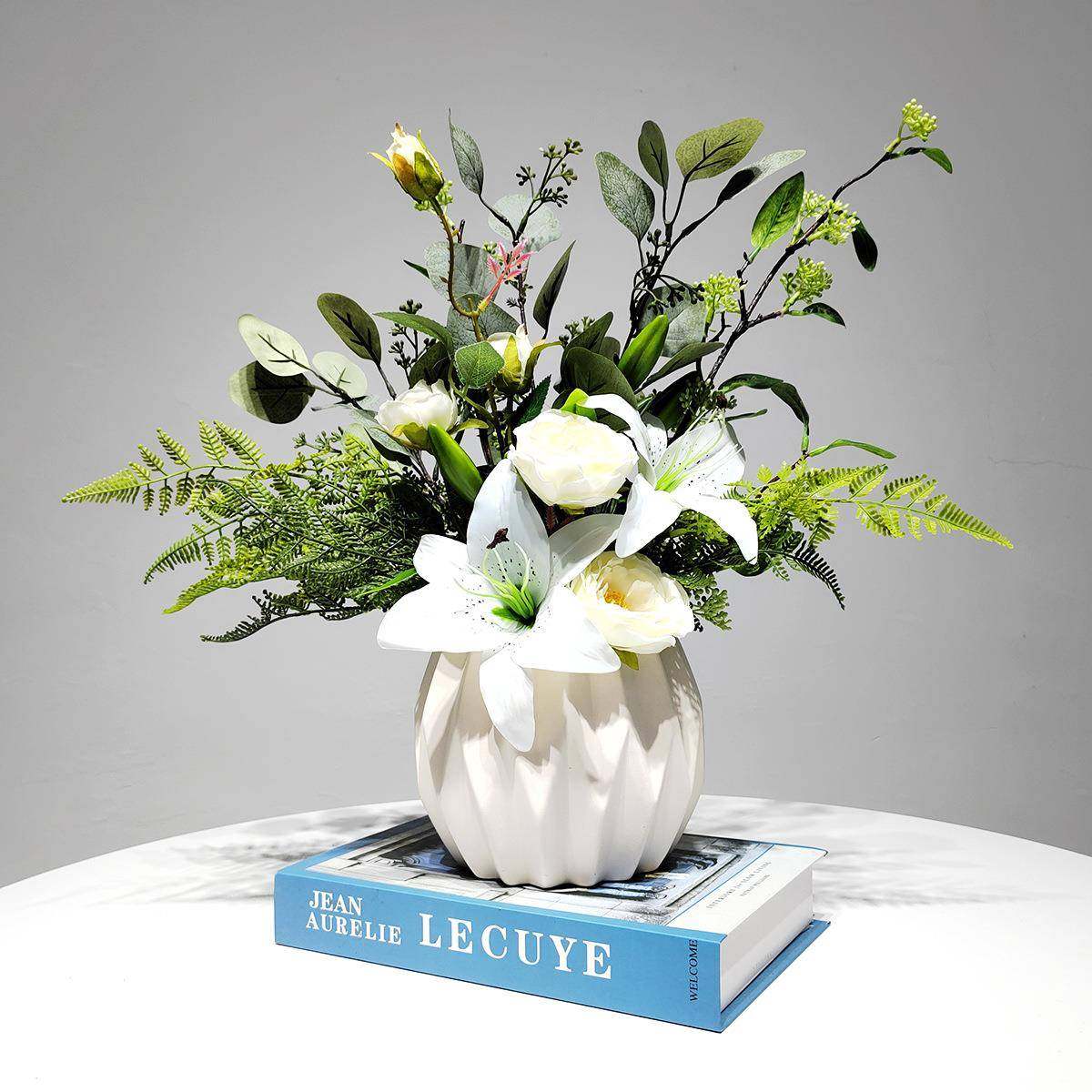 轻奢仿真花艺百合花客厅餐桌假花花瓶家居装饰样板间摆花装饰摆件,纺织面料/辅料/配套,纺织机械配件,淘宝优惠券,粉丝福利购,淘宝优惠卷