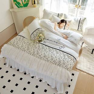 2024新款 高端公主风水洗棉床单床裙四件套被套高颜值 法式