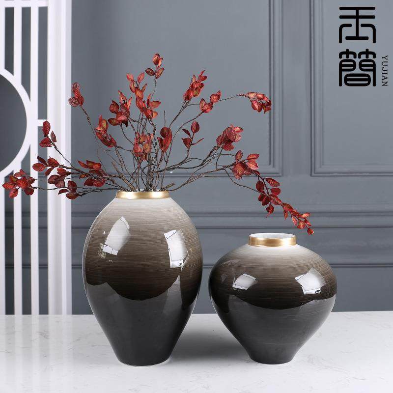 新中式轻奢手绘陶瓷花瓶摆件玄关电视柜样板房酒店家具城软装饰品,纺织面料/辅料/配套,纺织机械配件,淘宝优惠券,粉丝福利购,淘宝优惠卷