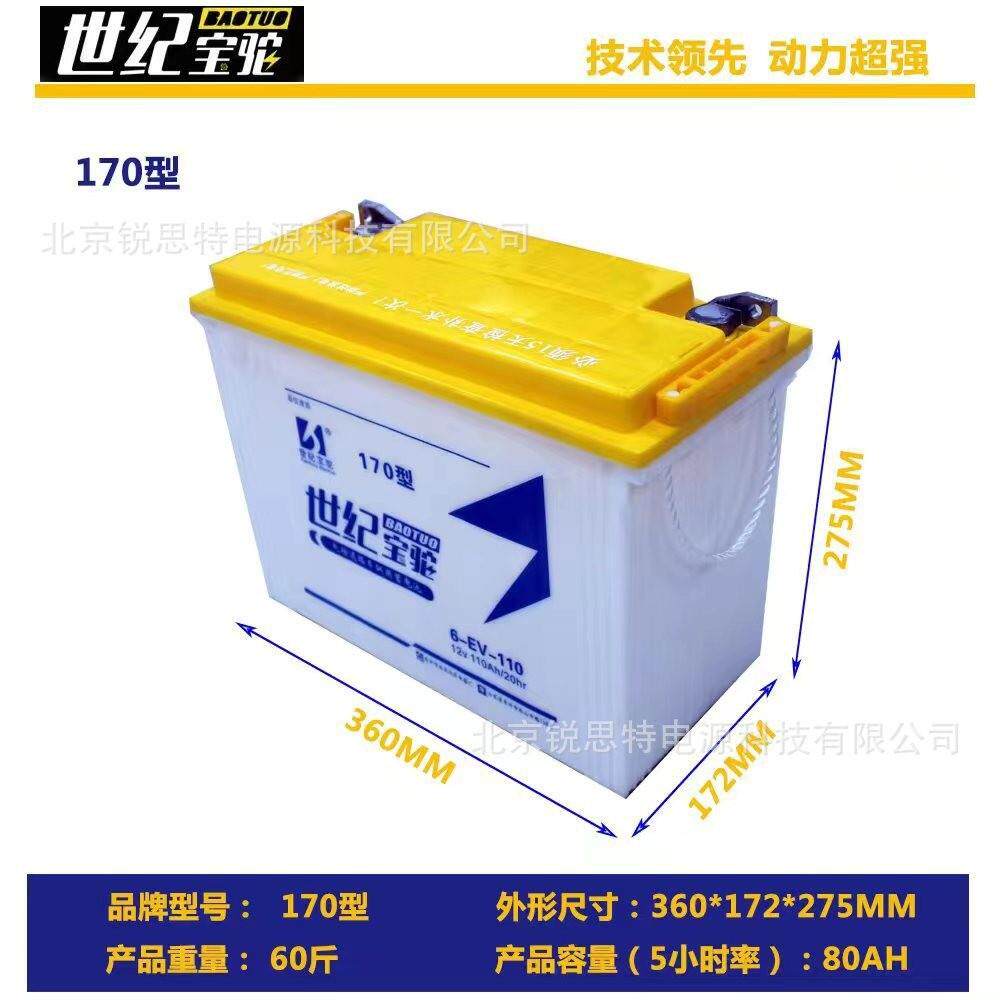 世纪宝驼水电瓶12v拉货三轮车6-EV-110（170型）工程车60v蓄电池