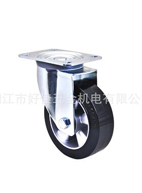 产品150X50好佳牌欧款重型静音铝芯黑色弹力橡胶万向脚轮