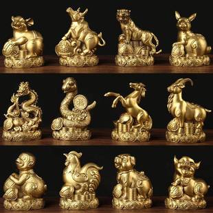 RI0T新款 如意铜生肖摆件十二生肖摆件鼠牛虎兔龙蛇马羊猴鸡狗猪