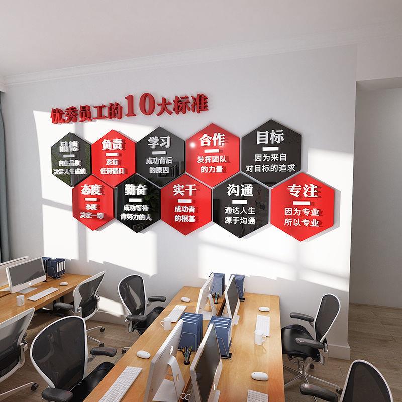 优秀员工风采公司办公室文化墙面装饰壁贴纸激励志企业标语3d立体