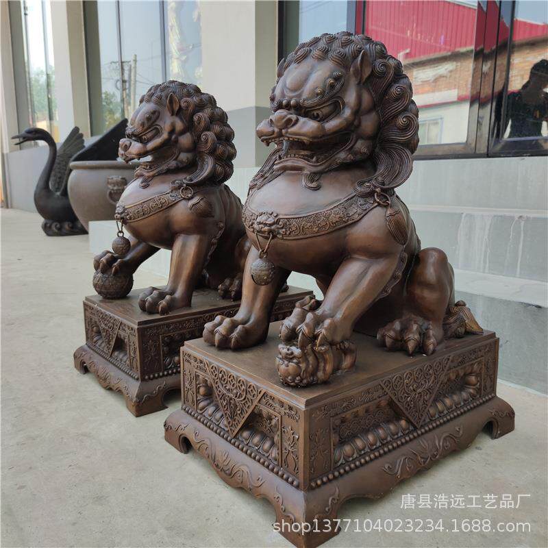 大型铜狮子摆件 雄师客厅酒柜办公室工艺品 泰山石敢当家居摆件