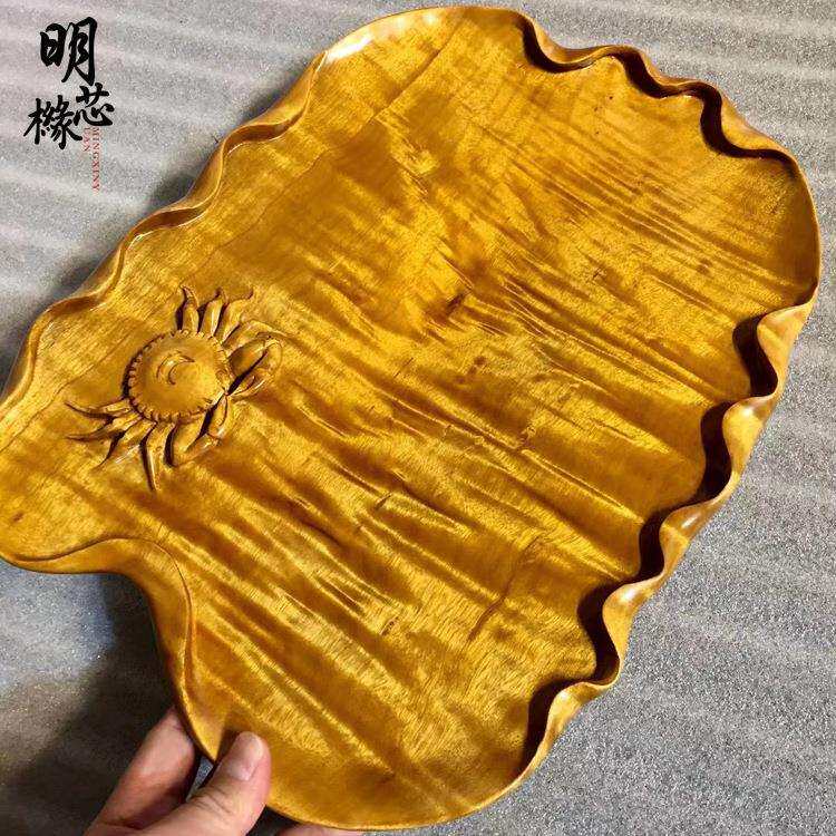 厂家 金丝楠木满水波木质摆件果盘 枯木料小叶桢楠茶盘工艺品