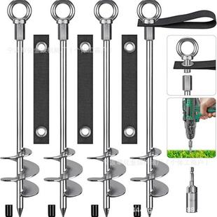 螺旋地锚螺旋地钉螺旋地钻固定地锚铁电镀18 groundanchor4pack