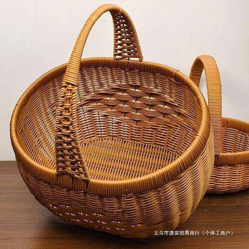 新款纯手工仿藤编织水果篮购物篮提篮鸡蛋手提菜篮子收纳采摘野餐,农用物资,其他肥料,淘宝优惠券,粉丝福利购,淘宝优惠卷