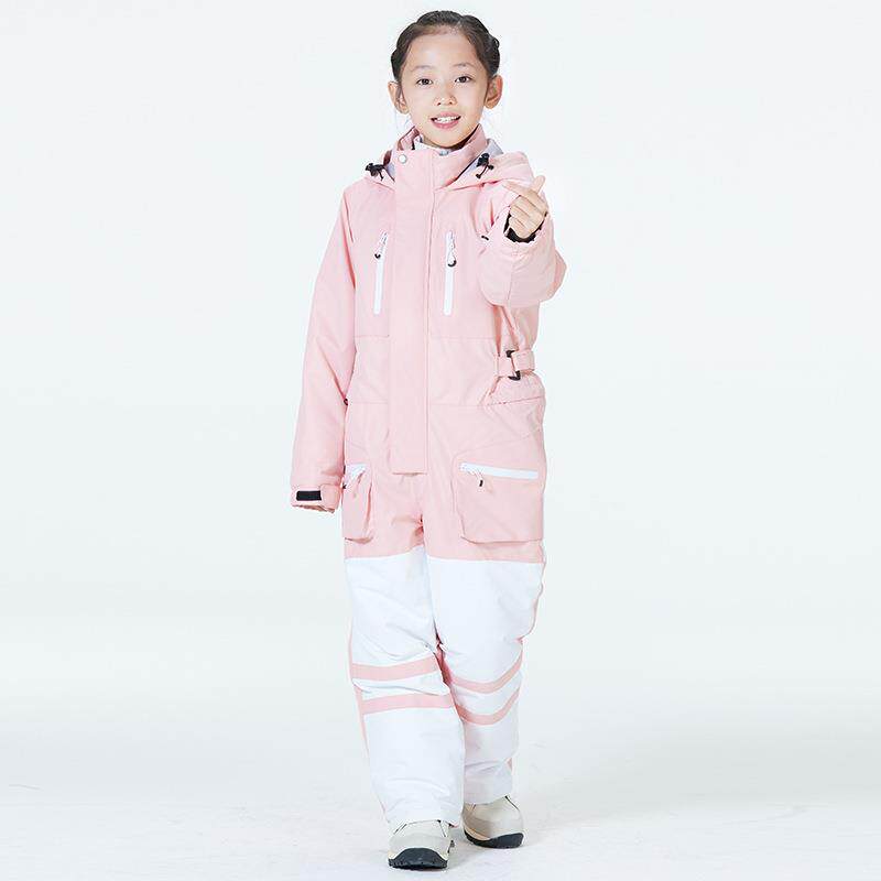 儿童连体滑雪服男女童冬季防风防泼水保暖加厚单板双板儿童滑雪服