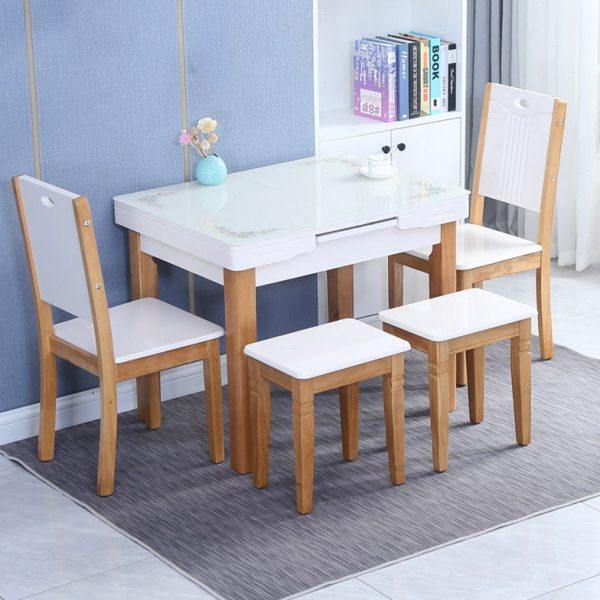 带电磁炉的餐桌椅组合小户型简约意式现代实木钢化玻璃可伸缩折叠,住宅家具,玻璃餐桌,淘宝优惠券,粉丝福利购,淘宝优惠卷