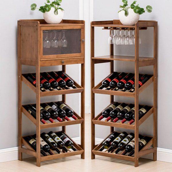 家用酒架欧式酒吧落地酒柜葡萄酒红酒实木收纳展示架置物架酒杯架