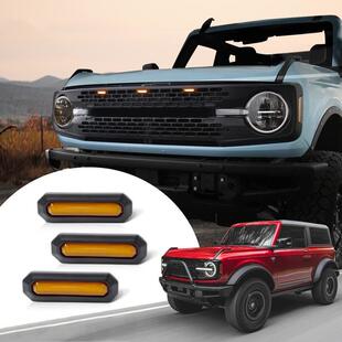 琥珀LED日行前格栅灯中网小黄灯适用于福特烈马汽车装饰配件