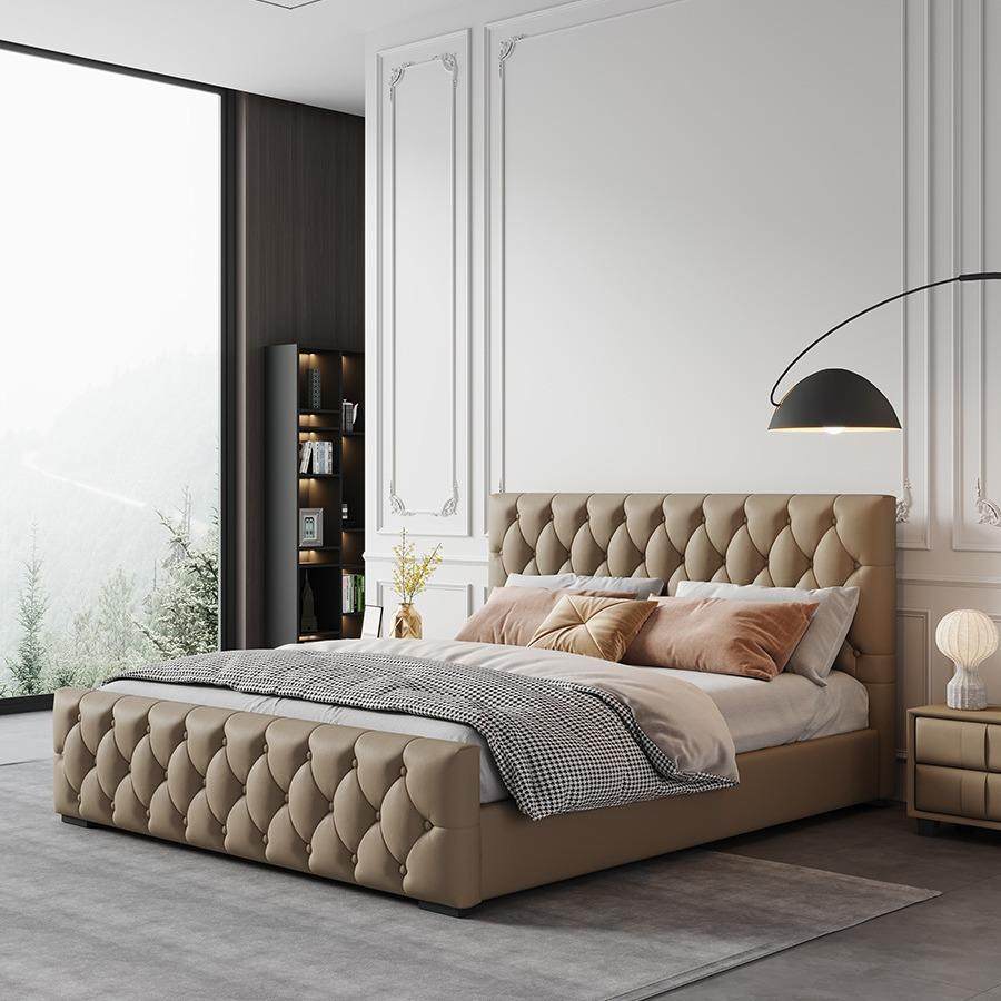 北欧拉扣床现代简约主卧双人床美式轻奢风小户型高箱储物软包皮床,纺织面料/辅料/配套,纺织机械配件,淘宝优惠券,粉丝福利购,淘宝优惠卷