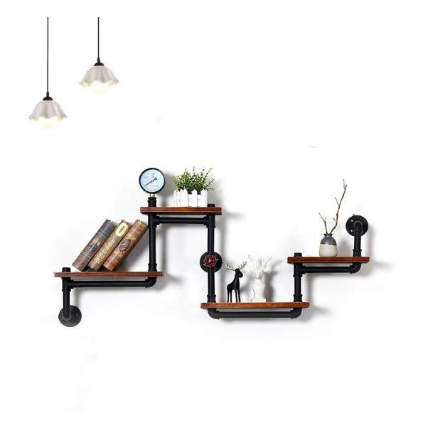 工业漂浮管墙架乡村木架4层梯子悬挂书架实木卧室办公室铁艺花架,收纳整理,烫衣板及配件,淘宝优惠券,粉丝福利购,淘宝优惠卷