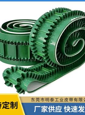 绿色挡板PVC输送带PVC裙边输送带聚酯帆布输送带防滑耐高温网带