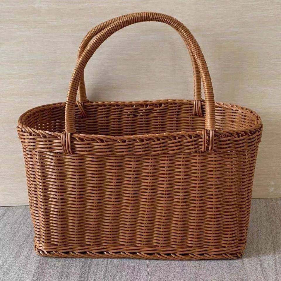 仿藤买菜篮子塑料编织篮购物篮采摘篮野餐篮鸡蛋篮田园风手提篮,纺织面料/辅料/配套,纺织机械配件,淘宝优惠券,粉丝福利购,淘宝优惠卷