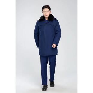 新款蓝色备勤大衣队冬季加厚保暖可拆卸背心防寒备勤服棉大衣