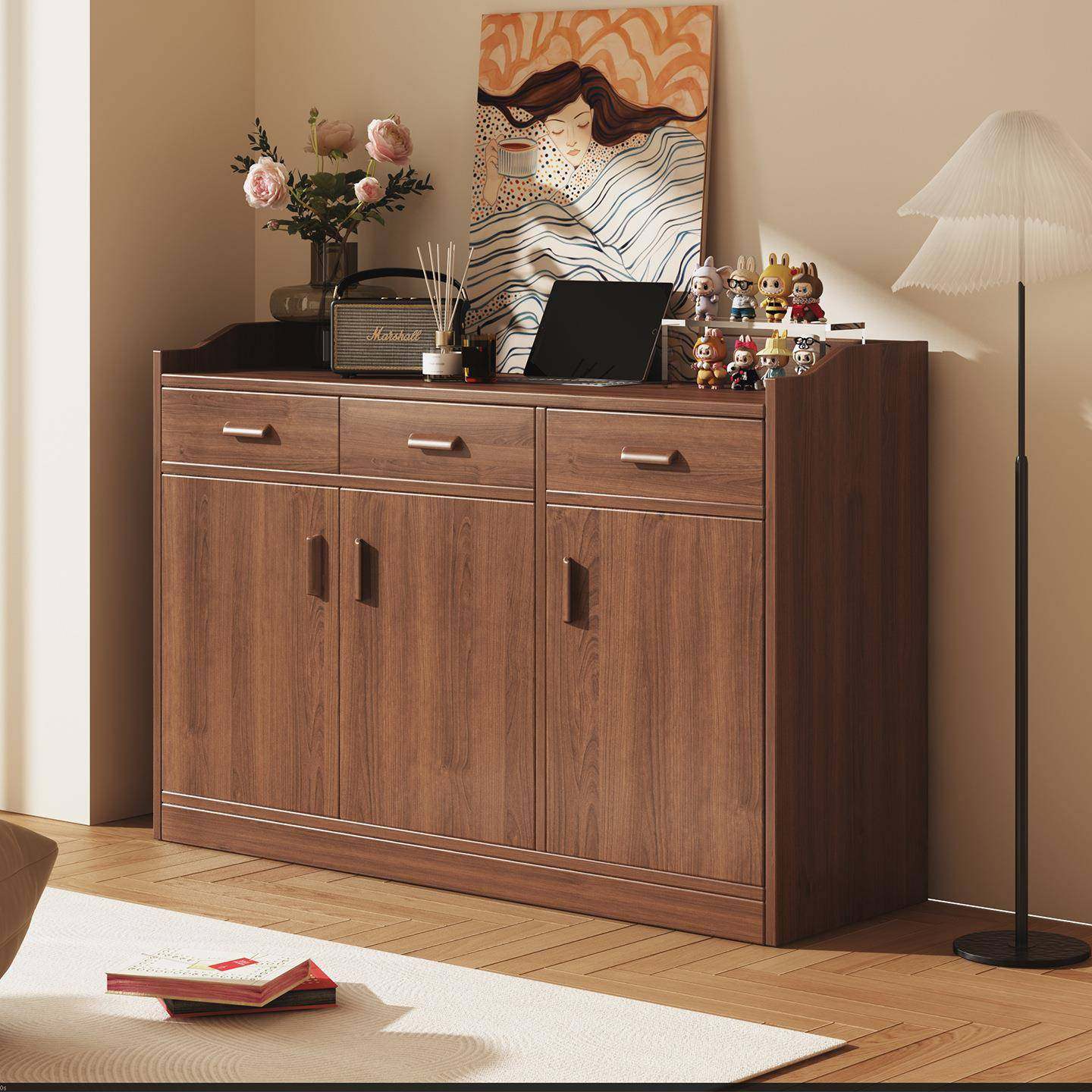 严选餐边柜靠墙一体置物柜中古风收纳多功能斗柜家用柜子储物柜,智能设备,其他智能设备,淘宝优惠券,粉丝福利购,淘宝优惠卷