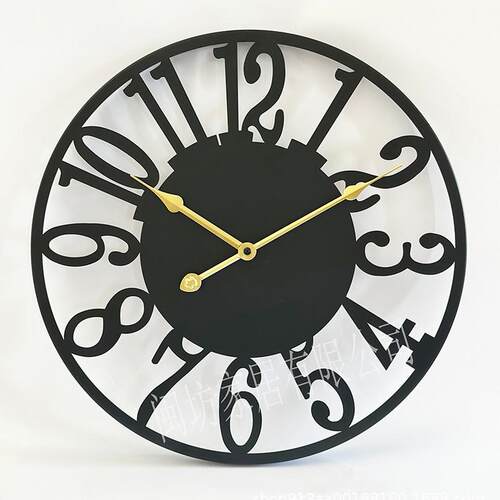 美式简约客厅时钟铁艺静音挂钟创意装饰钟表clock