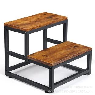 铁艺实木高低理货凳脚踏两步增高台阶梯凳浴室厨房凳子儿童凳