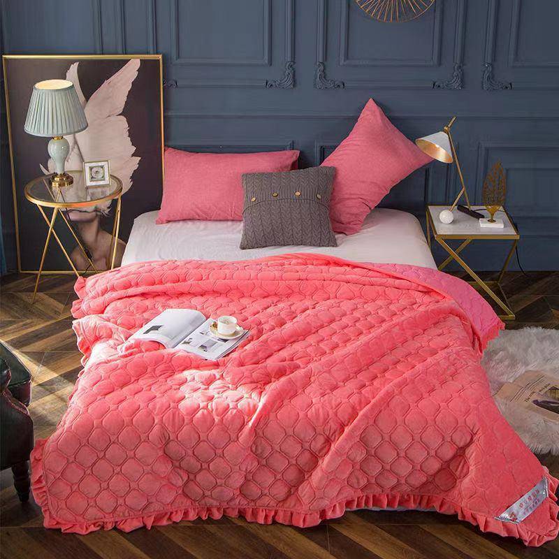 毛毯床单加厚保暖床盖冬季加绒法兰绒毯子水晶绒盖毯单人双人床单