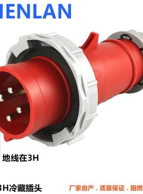 工业防水防冻冷藏车集装箱用插头32A-3h 3P+E 440V IP67三相四芯
