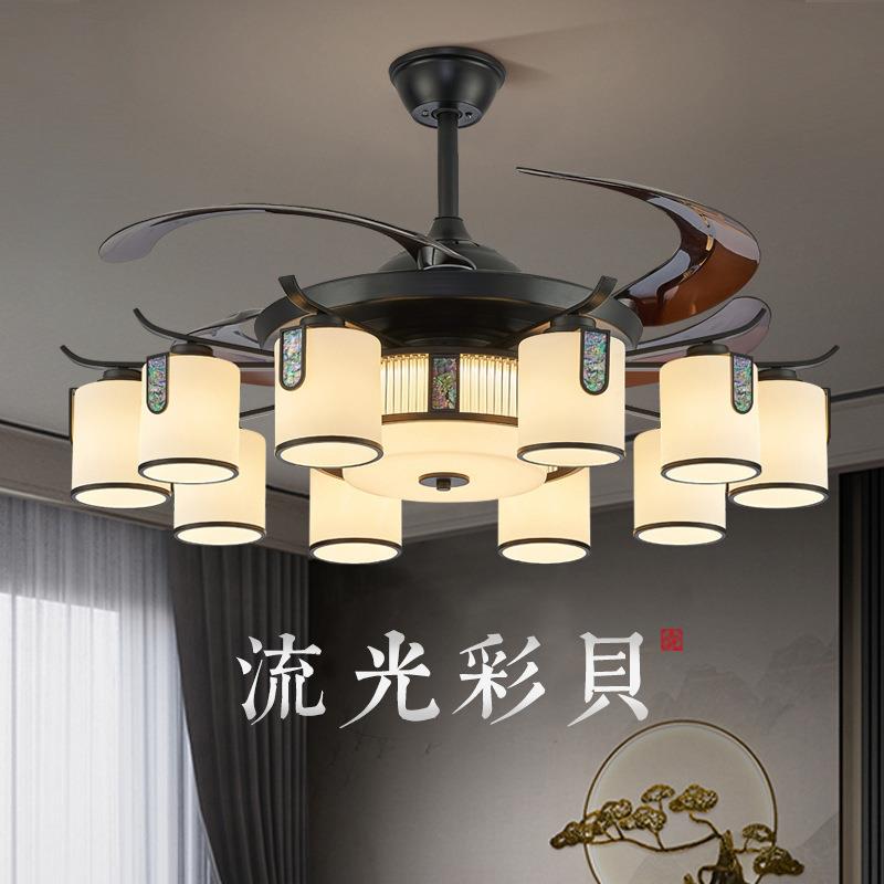 客厅风扇灯2024新款新中式大厅灯高端大气吊扇灯家用一体吊灯灯具