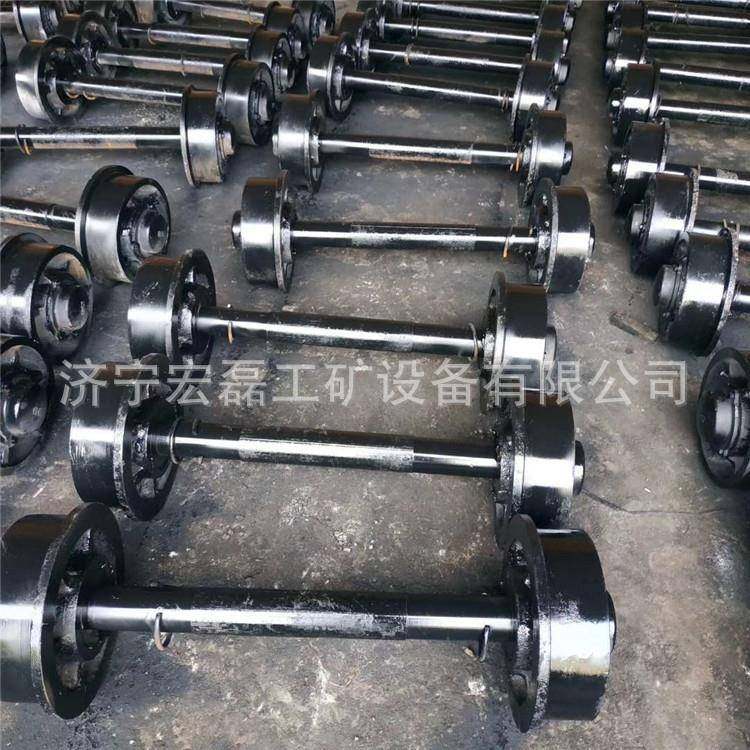 实心矿车轮对350mm铸钢矿用翻斗车轮对空心加厚平板车轨道窑车轮