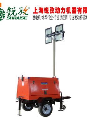 LED灯头气动升降远程遥控汽柴油移动照明灯车