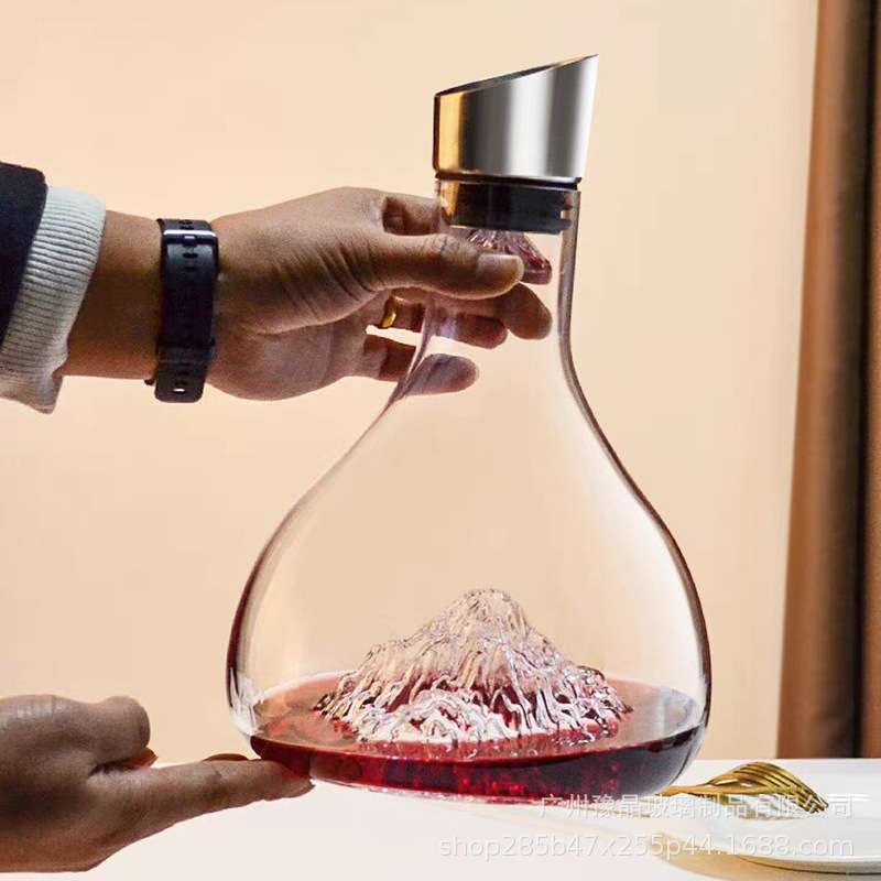 靖宇瀑布式快速水晶玻璃水滴醒酒器 红酒过滤家用创意分酒器酒壶