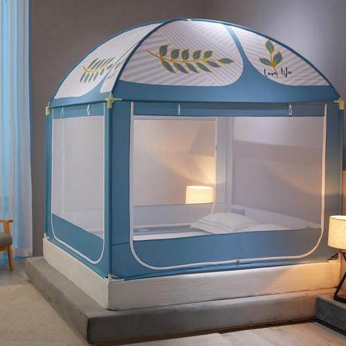 CB#新款三开门坐床蒙古包防尘蚊帐家用1.5m1.8m床U型蚊帐