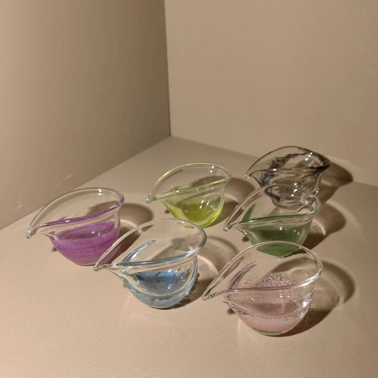 仙女的琉璃公道杯 云彩粉水晶玻璃简约茶海耐热中式人工吹制