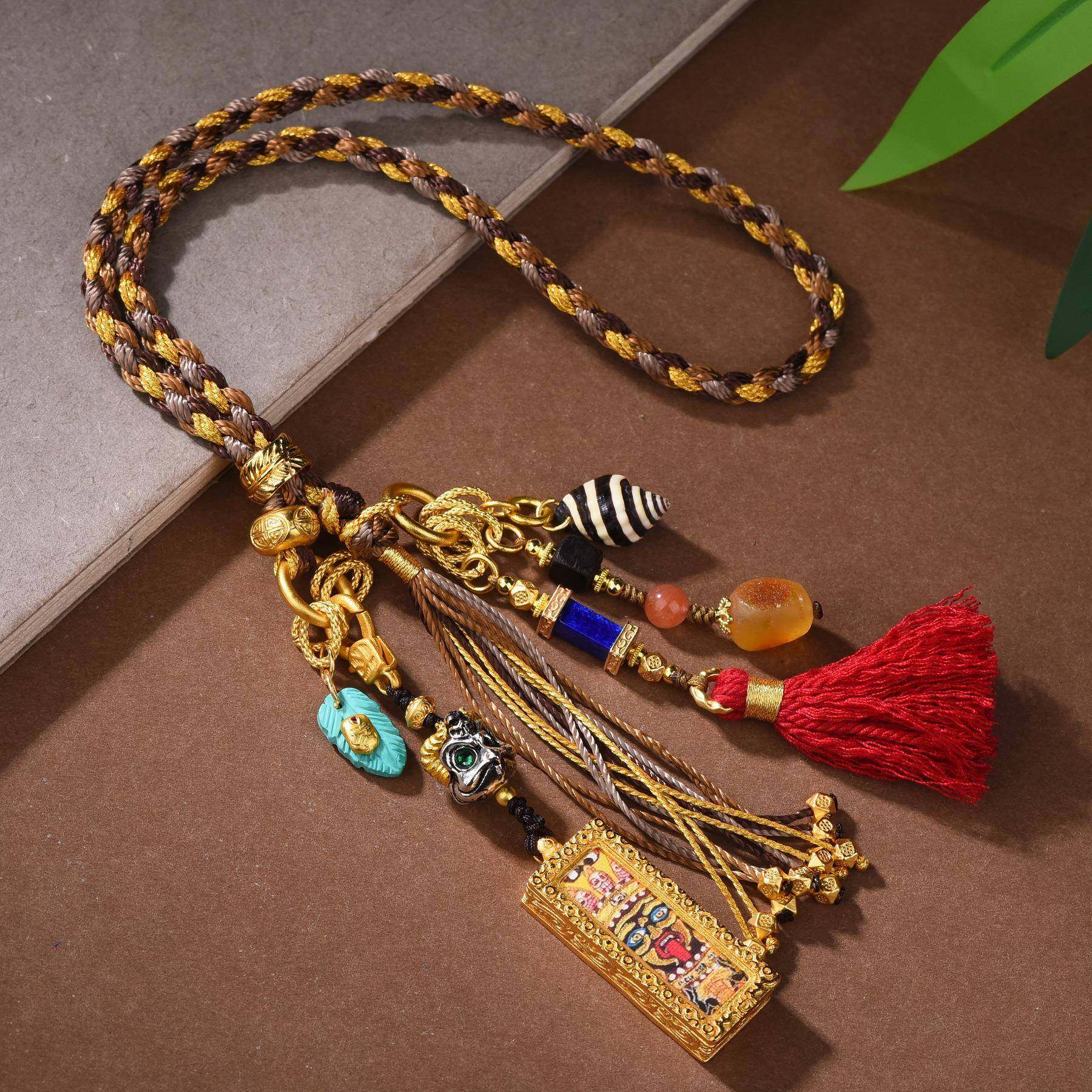 藏式车挂绳唐卡扎基拉姆手工编织流苏穗子汽车挂件车内文玩饰品