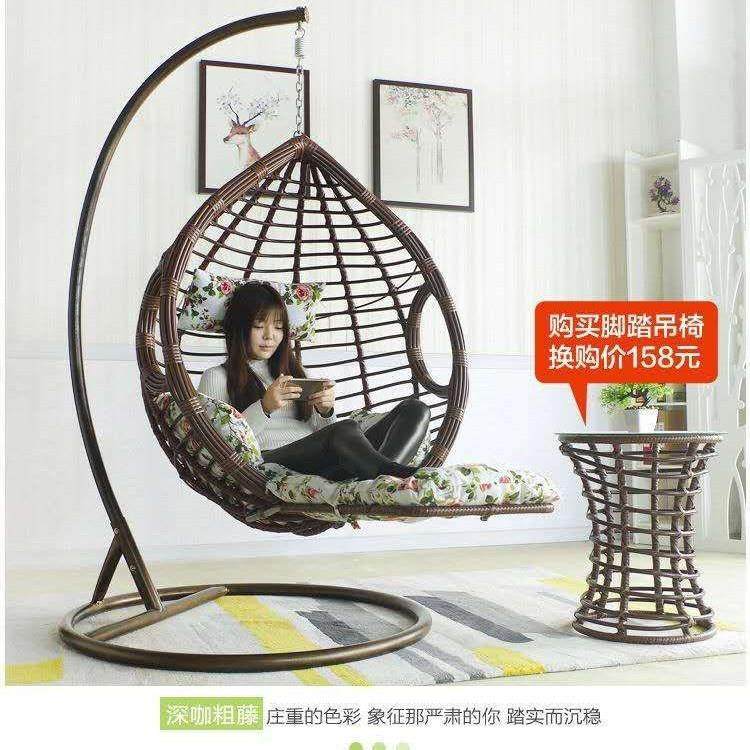 粗藤脚踏单人鸟巢吊篮藤椅吊椅秋千阳台吊篮椅户外摇摇椅藤编