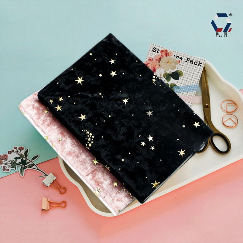 【钱丽】烫金丝绒星月书套手工布书套笔记本布艺手账包书皮书衣