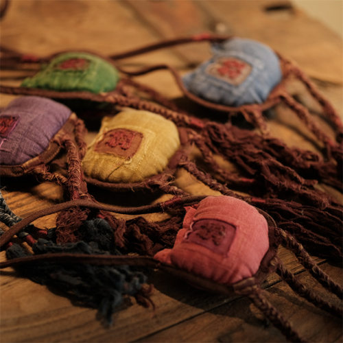 新款落古泥复古风亚麻重工水洗刺绣小荷包百搭配饰G018