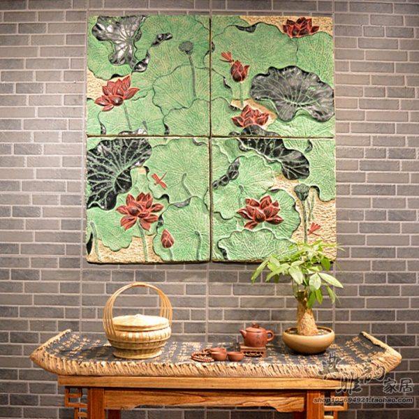 现代创意家居中式仿复古树脂挂件挂饰装饰立体浮雕刻壁画壁饰荷舞,家居饰品,壁饰,淘宝优惠券,粉丝福利购,淘宝优惠卷